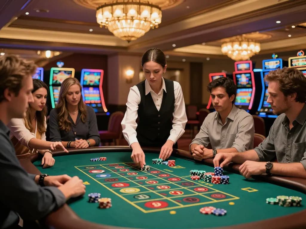 SX88 roulette gaming experience capturing a professional croupier and intense player focus in a luxurious casino.