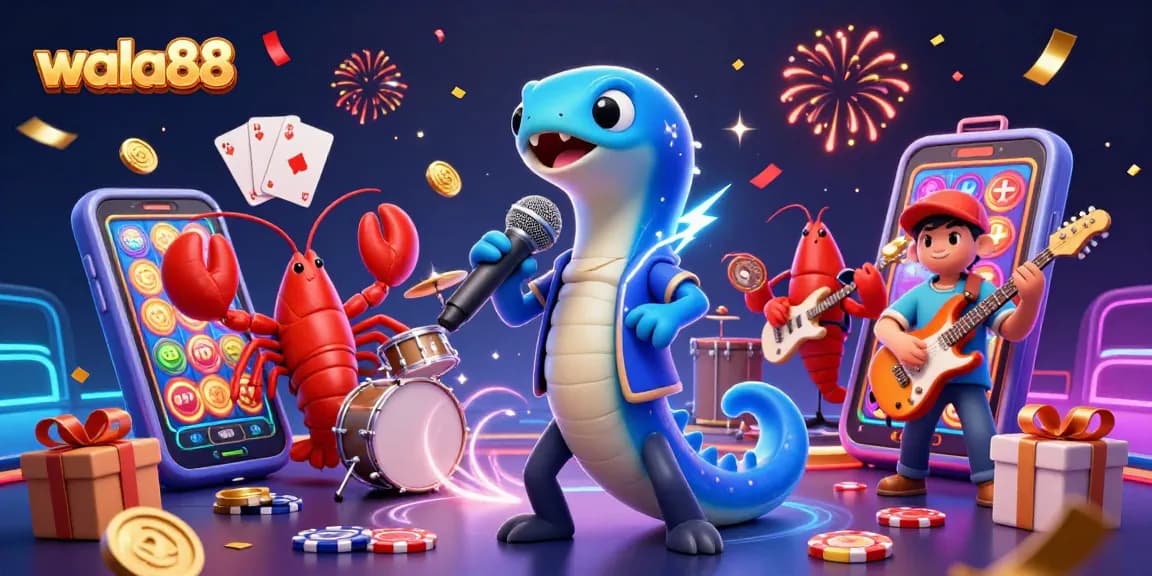 Watch the electric eel DJ while players enjoy gaming excitement at wala88's underwater casino.