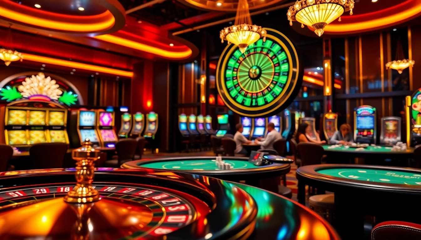 Experience the high-stakes excitement of go8 with vibrant poker tables and luxurious casino ambiance.