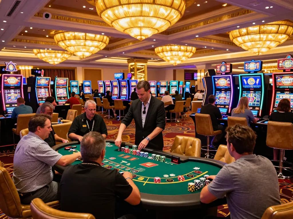 Players enjoying slot machines and blackjack tables at TX88 casino, capturing excitement and engagements
