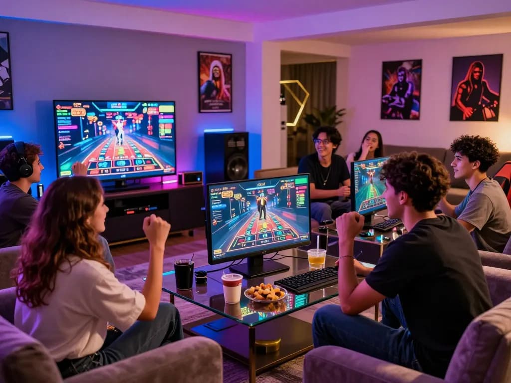 Dynamic gaming gathering highlighting the excitement of Lucky88 uy tín with friends celebrating together.