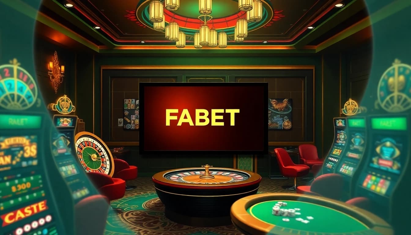 Experience the thrill of gambling at FABET with luxurious casino visuals featuring games and excitement.