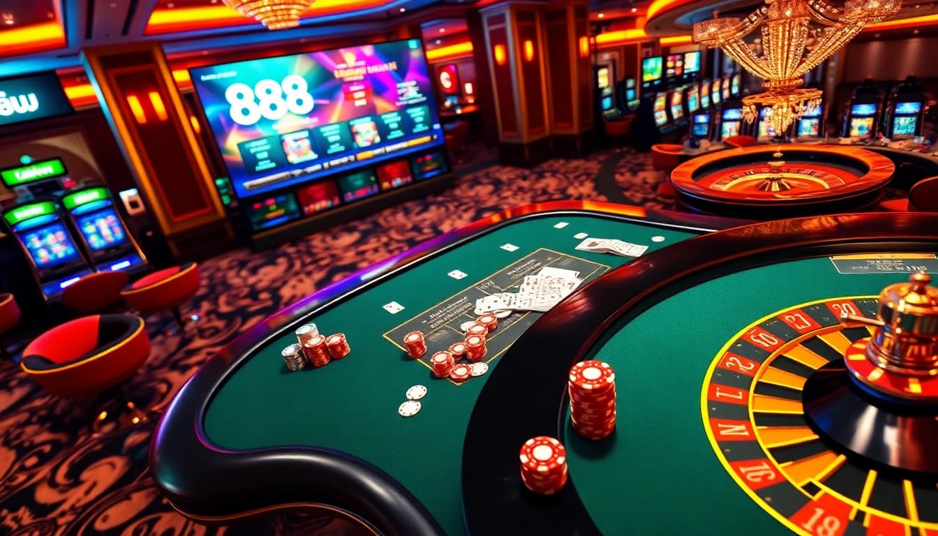 Players enjoying the excitement of 888new with vibrant casino elements and game interfaces.