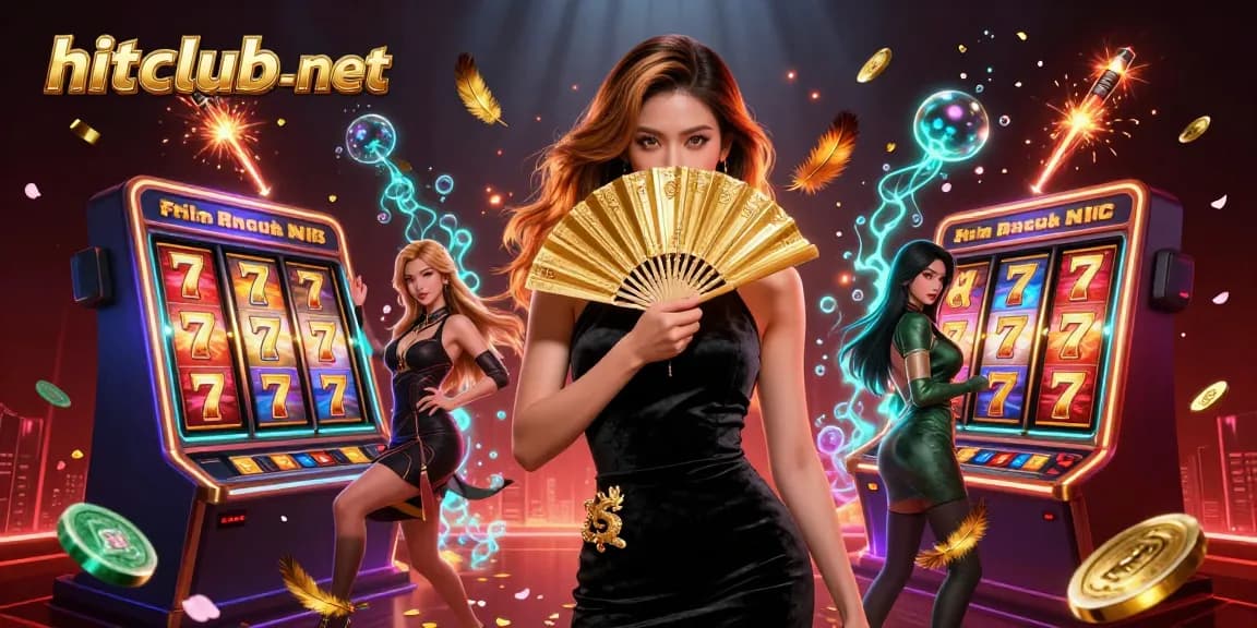 Experience the thrill of hitclub-net with spinning slot reels and vibrant casino imagery.