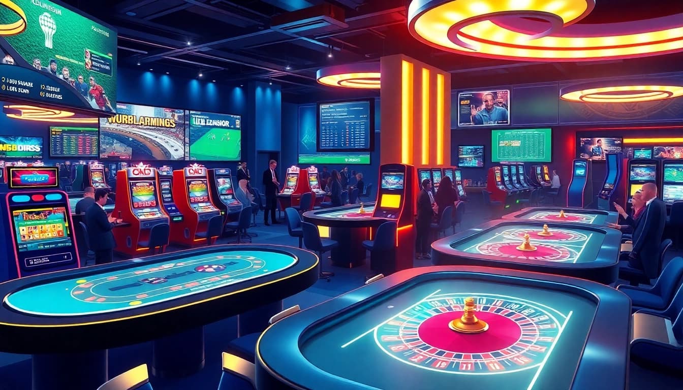 Explore the exciting gaming world at https://88clb.bond/ with a vibrant casino illustration featuring live betting.