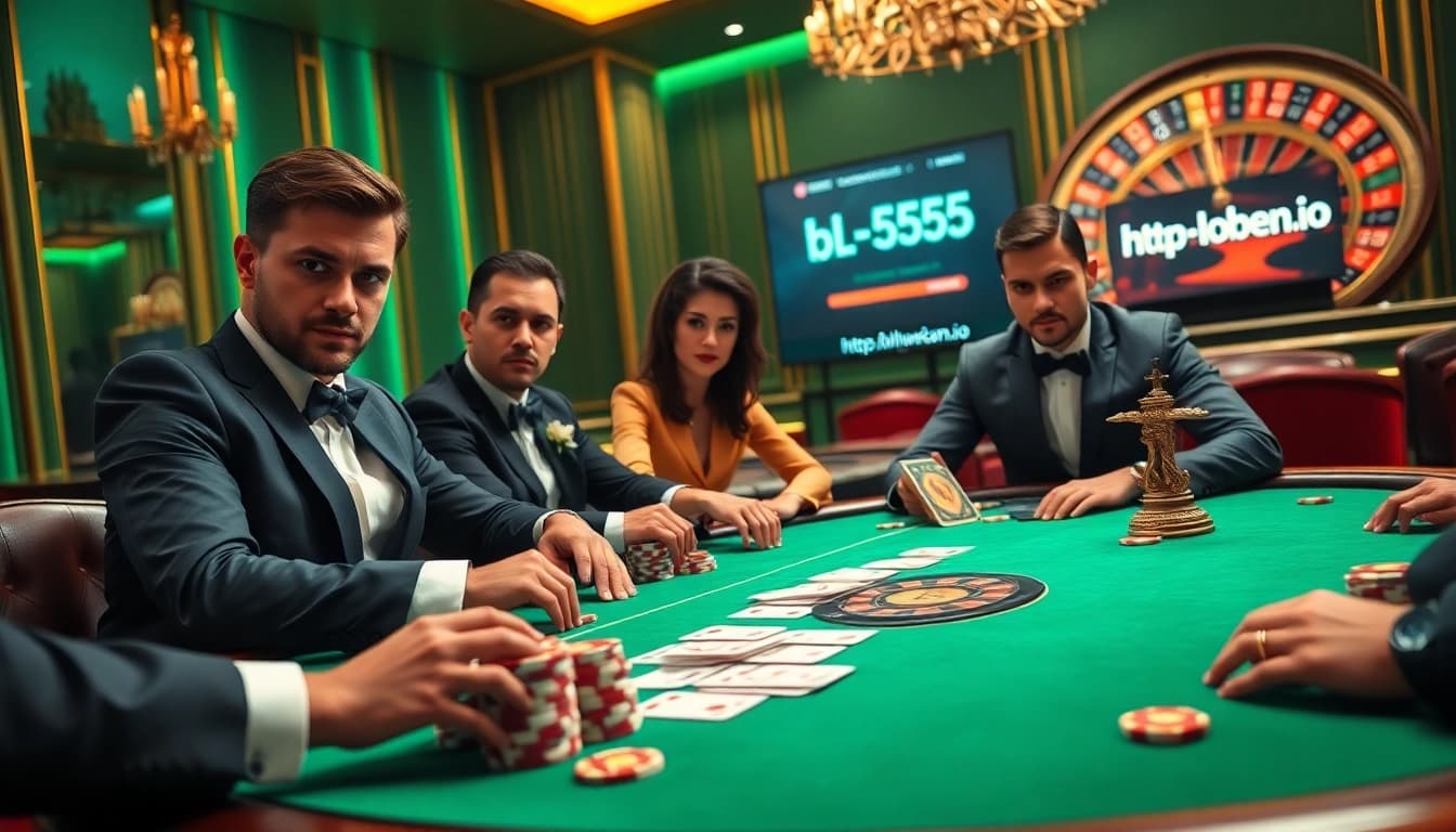 Engage in thrilling poker action with https://bl-555.io/ at a lavish casino setting.