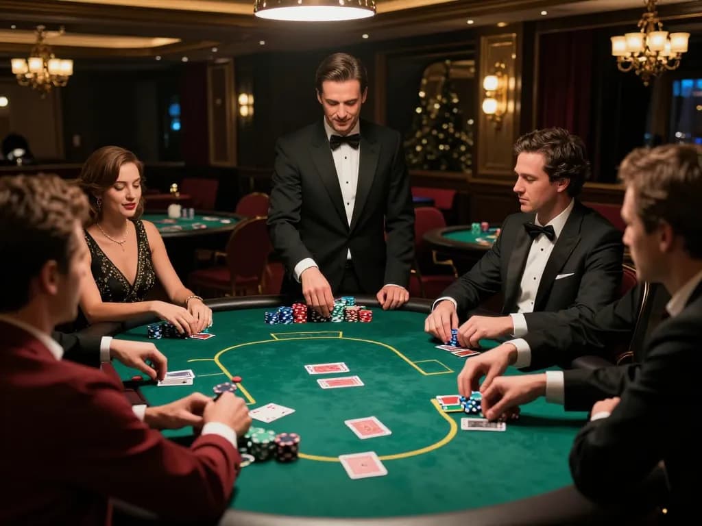 Players strategizing in a premium lc88 poker game with luxurious ambiance