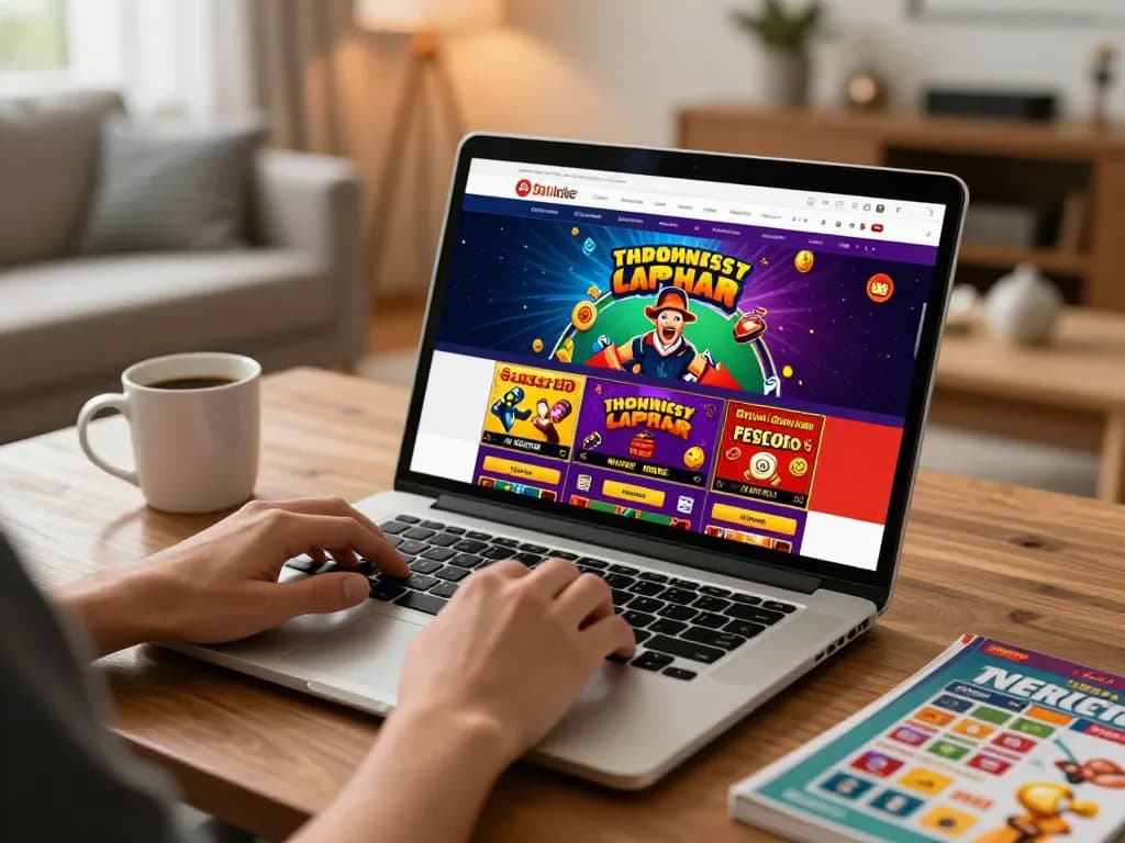Engaging gaming experience with 9BET on a laptop in a cozy home setting, showcasing strategic gameplay.