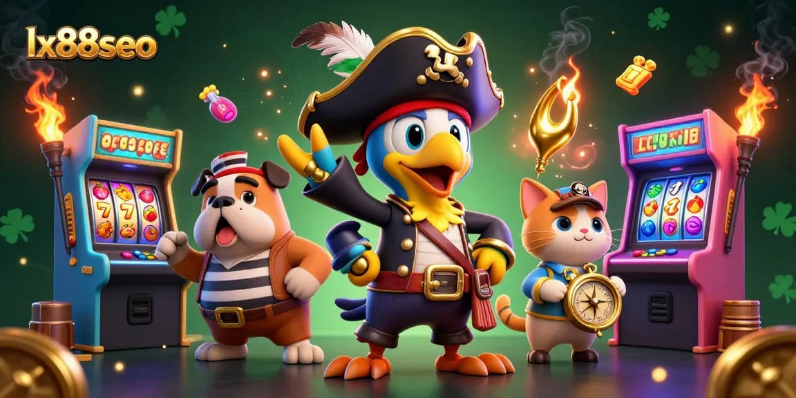 Engage with lx88seo casino slots featuring vibrant characters in a dynamic gambling scene.