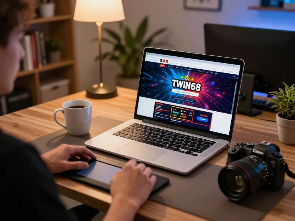 TWIN68 online gaming setup showing player engaging with casino games.