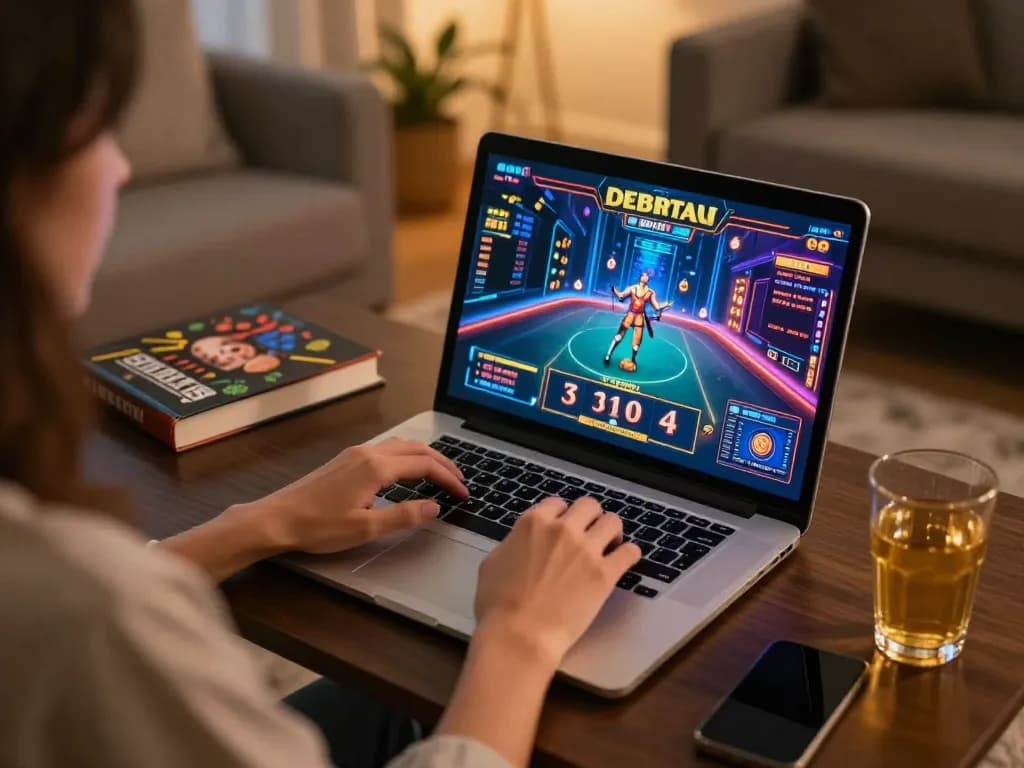 Exciting online gaming experience with nhà cái co88 shown on a laptop in a cozy living room.
