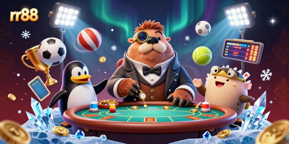 Play at rr88's underwater casino with a walrus, penguin dealer, and pufferfish bluffer.