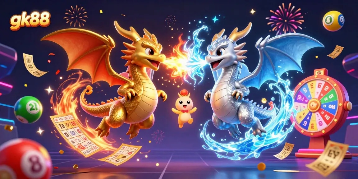 Experience thrilling action at gk88 with dynamic lottery and colorful casino elements in a vibrant 3D scene.