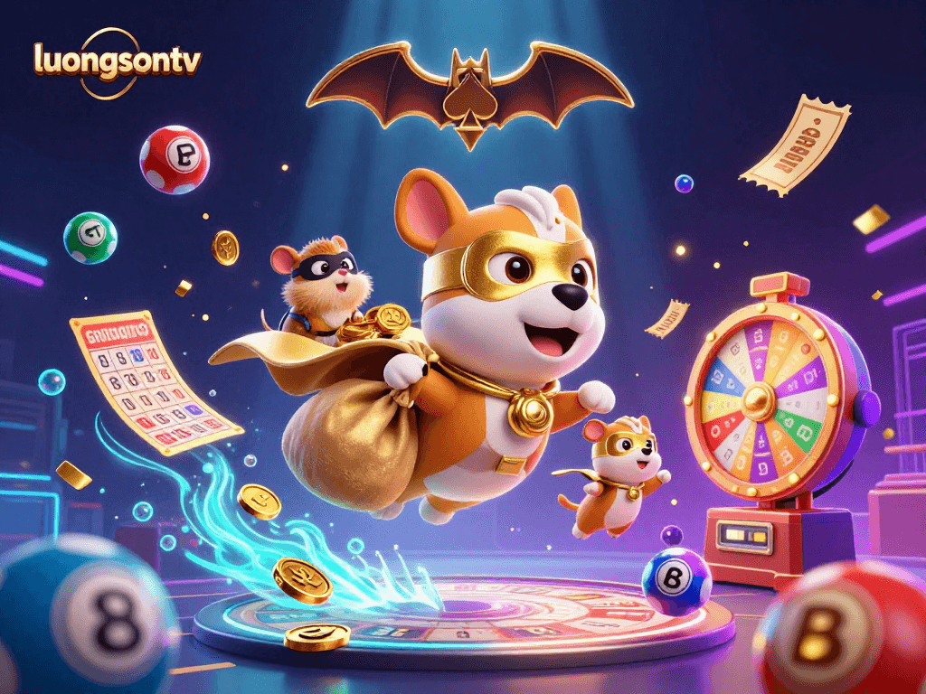 Experience thrilling gameplay with luongsontv's colorful lottery elements in this vibrant scene.