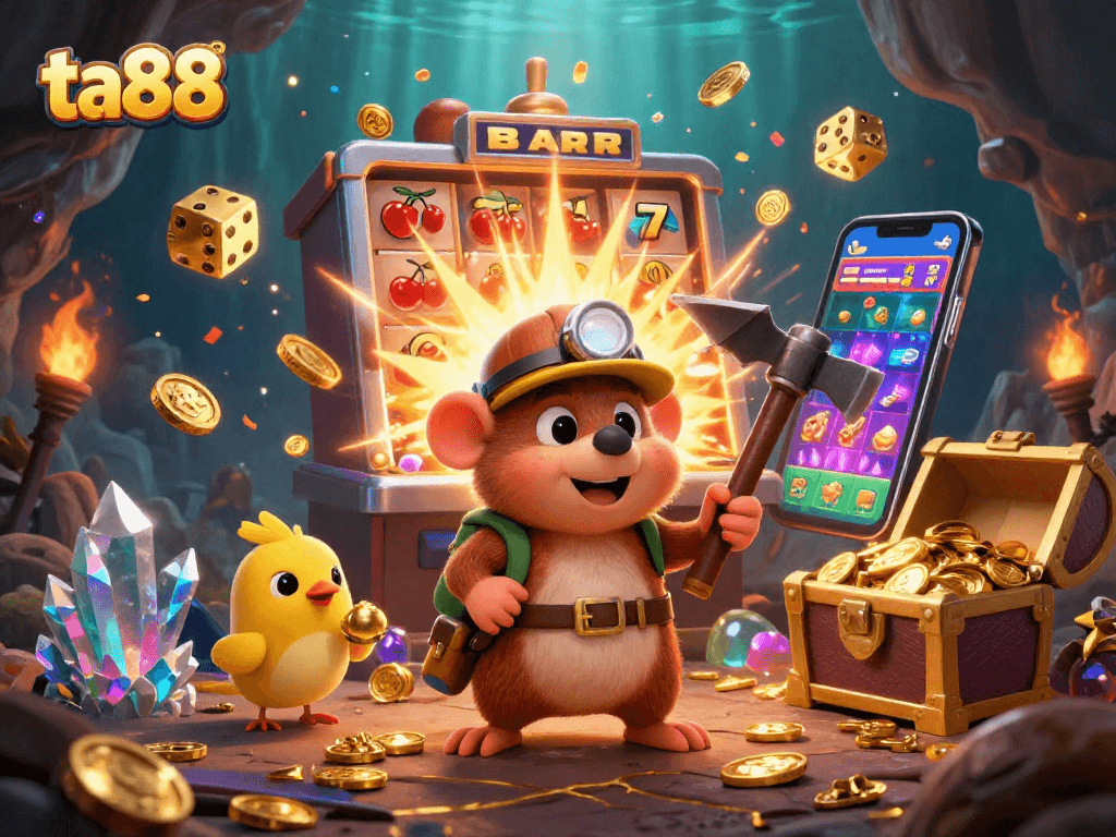 Experience thrilling gameplay with ta88 as a mole uncovers gems in a vibrant casino scene.
