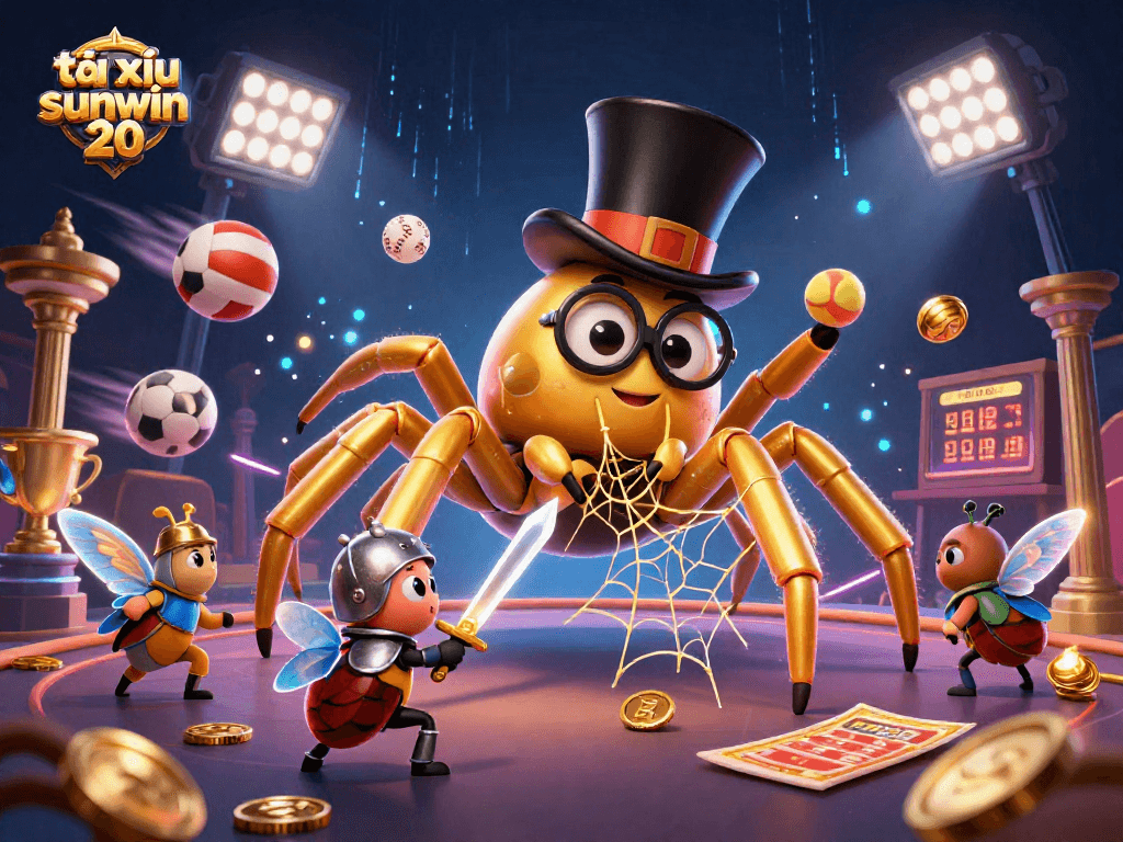 Experience the excitement of tài xỉu sunwin 20 with a dynamic gambling scene featuring vibrant characters and sports elements.