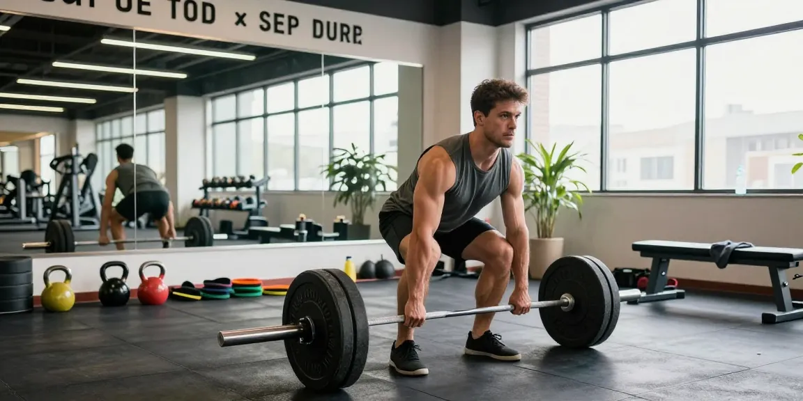 Prime Pharma Steroiden for bodybuilding in a modern gym with an athlete performing deadlifts, showcasing strength and dedication.