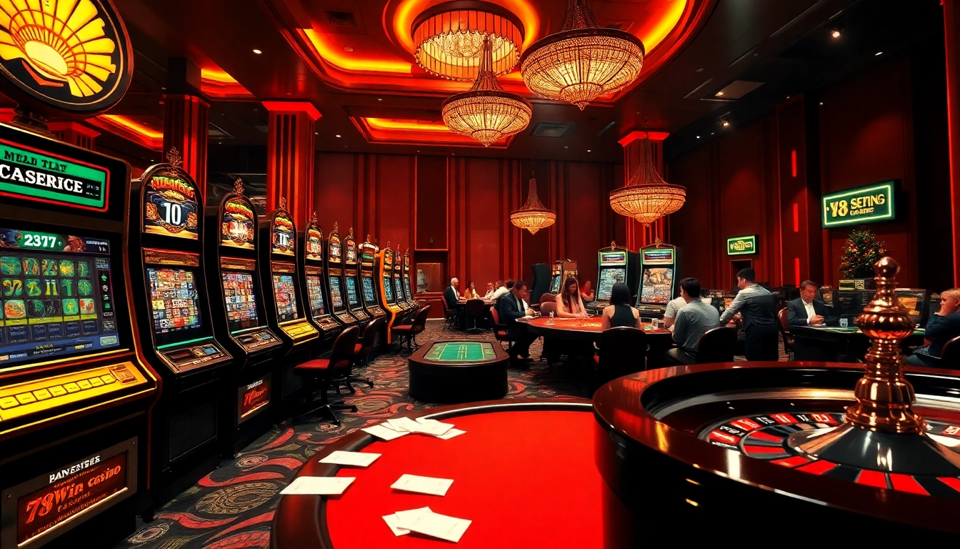 Experience the thrill of winning at 78Win's luxurious casino tables filled with excited players.
