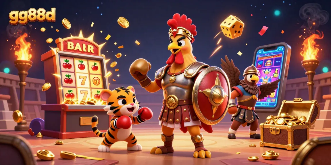 Experience thrilling gameplay with gg88d's vibrant casino visuals showcasing exciting game elements and characters.