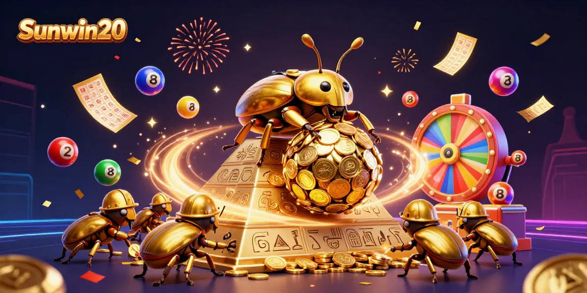 Experience excitement with Sunwin20 while the golden beetles celebrate casino wins.