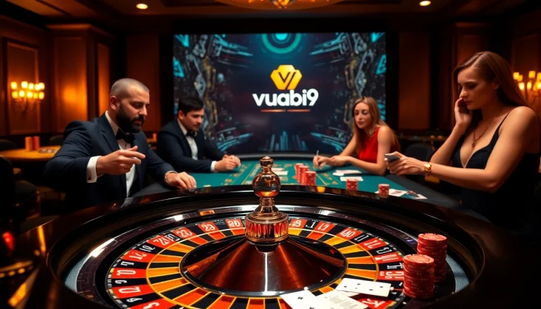Experience the thrill of Vuabai9 gaming with players at a vibrant casino table.