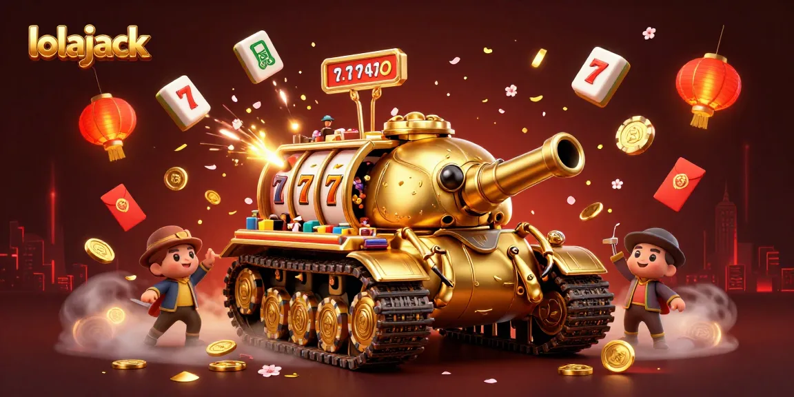 Experience the excitement of lolajack with dynamic spinning slot reels and festive casino elements.