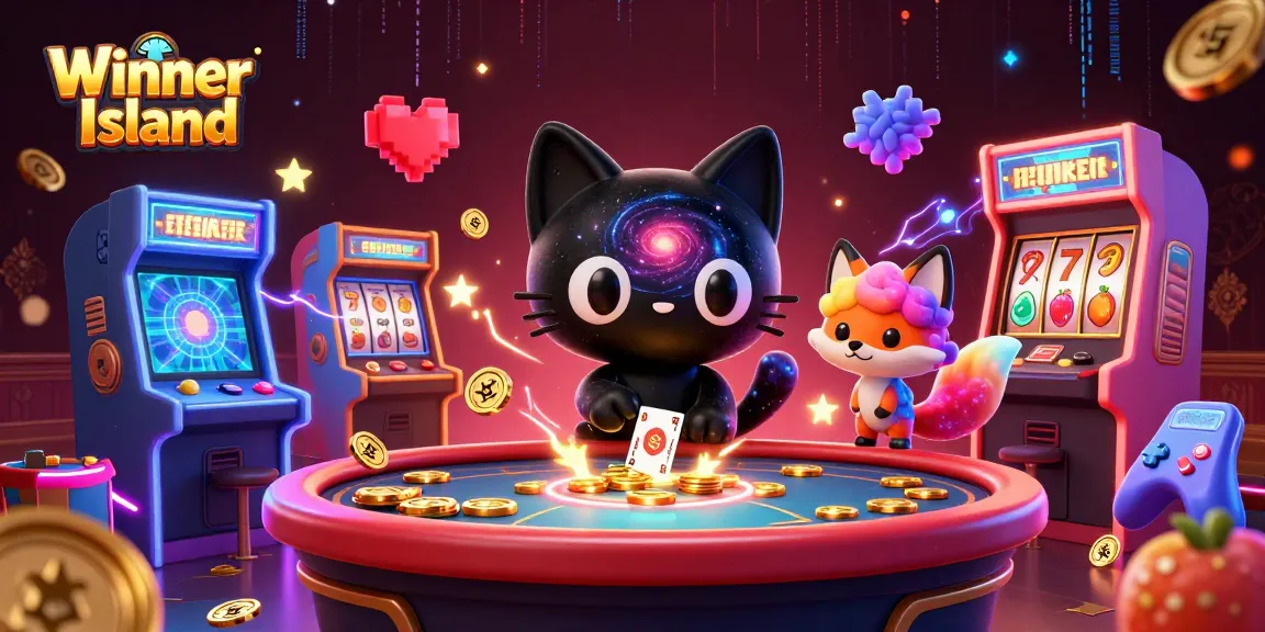 Experience the excitement of Winner Island Casino with vibrant 3D characters against a cosmic backdrop.