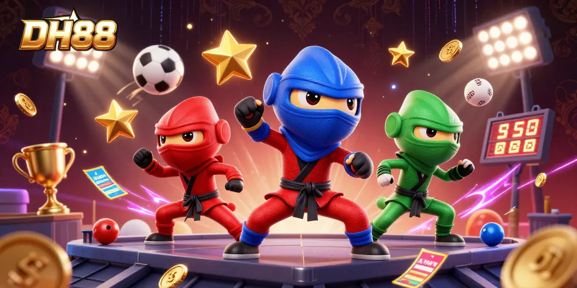 DH88's animated chameleon ninjas showcase thrilling agility while engaging in synchronized casino action