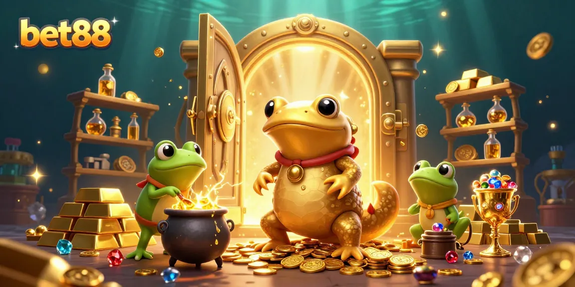 Experience the magical world of bet88 with a golden salamander alchemist, stirring gold and treasures.
